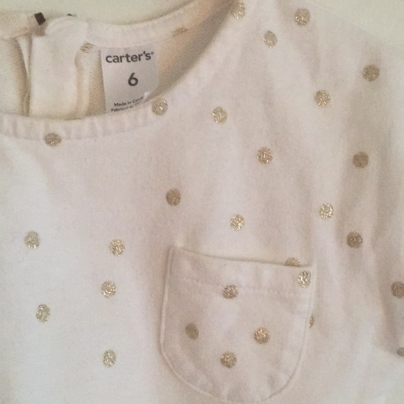 Carter’s White w/gold Polka Dots: Size 6 - Picture 2 of 7